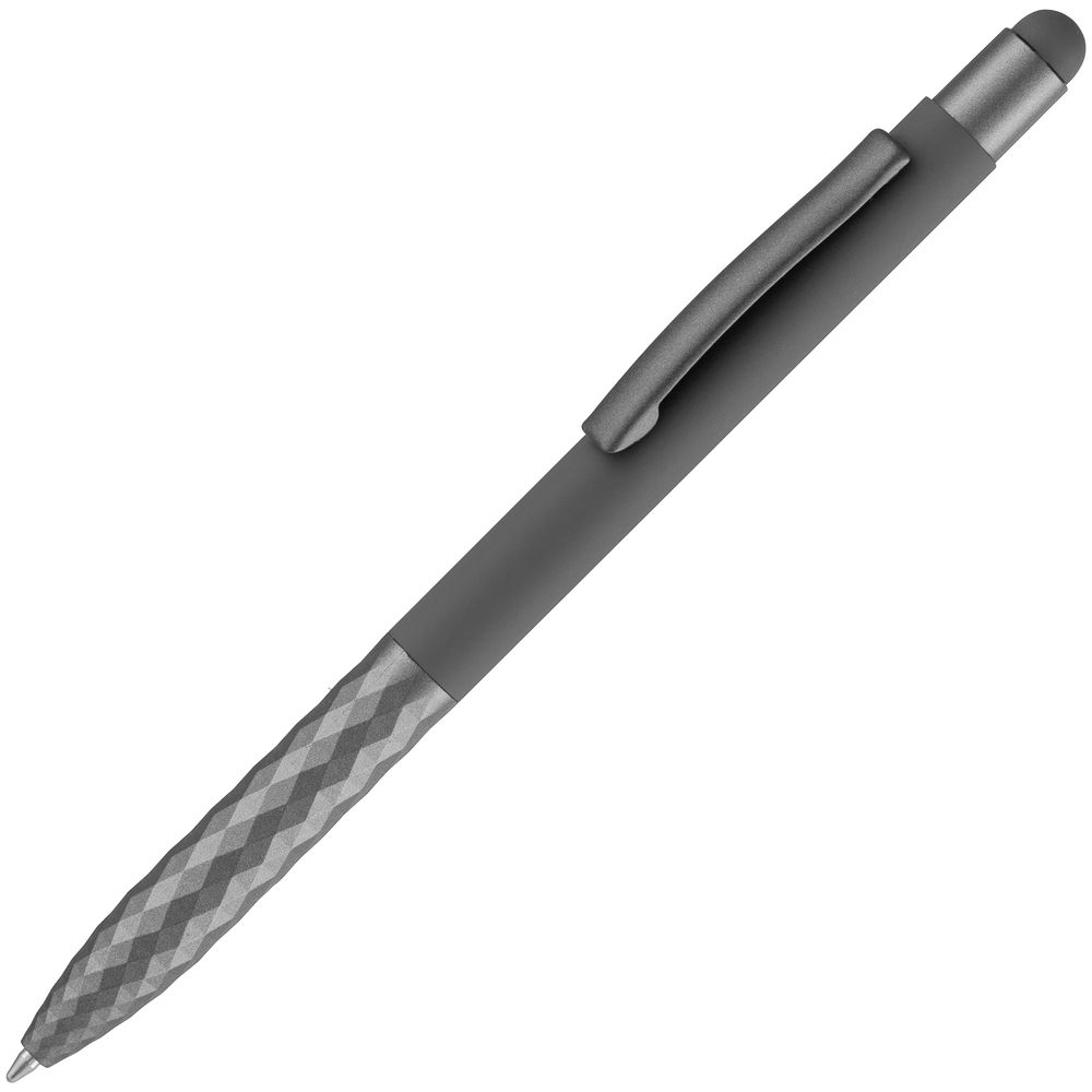 Ручка шариковая Digit Soft Touch со стилусом, серая-1