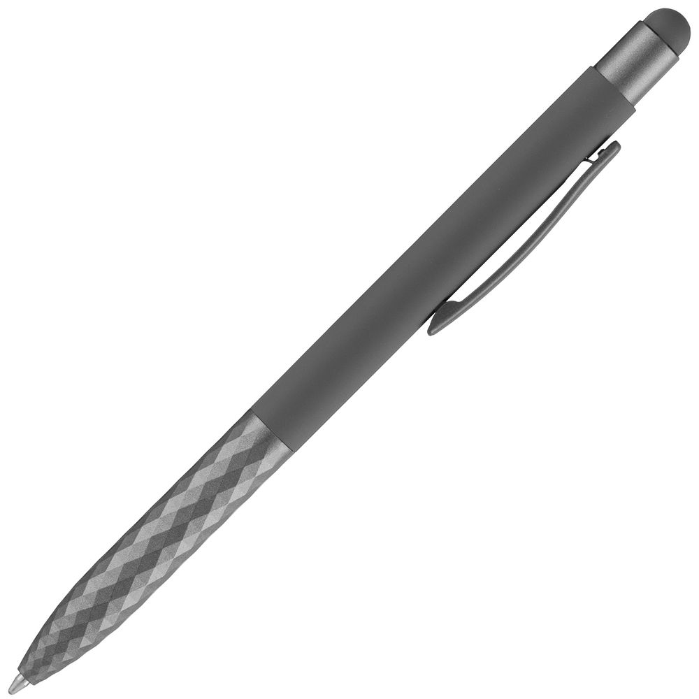Ручка шариковая Digit Soft Touch со стилусом, серая-3