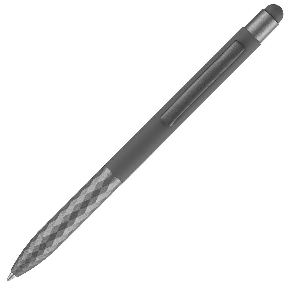 Ручка шариковая Digit Soft Touch со стилусом, серая-4