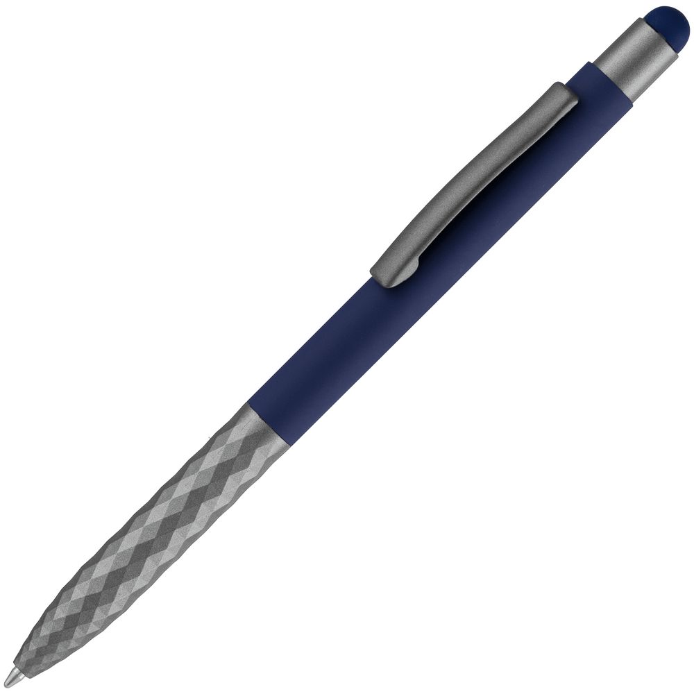 Ручка шариковая Digit Soft Touch со стилусом, синяя-1