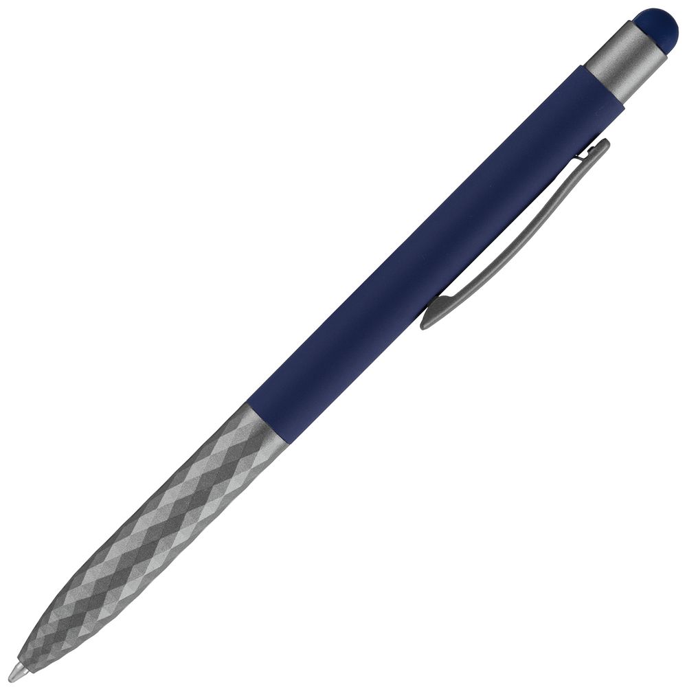 Ручка шариковая Digit Soft Touch со стилусом, синяя-3