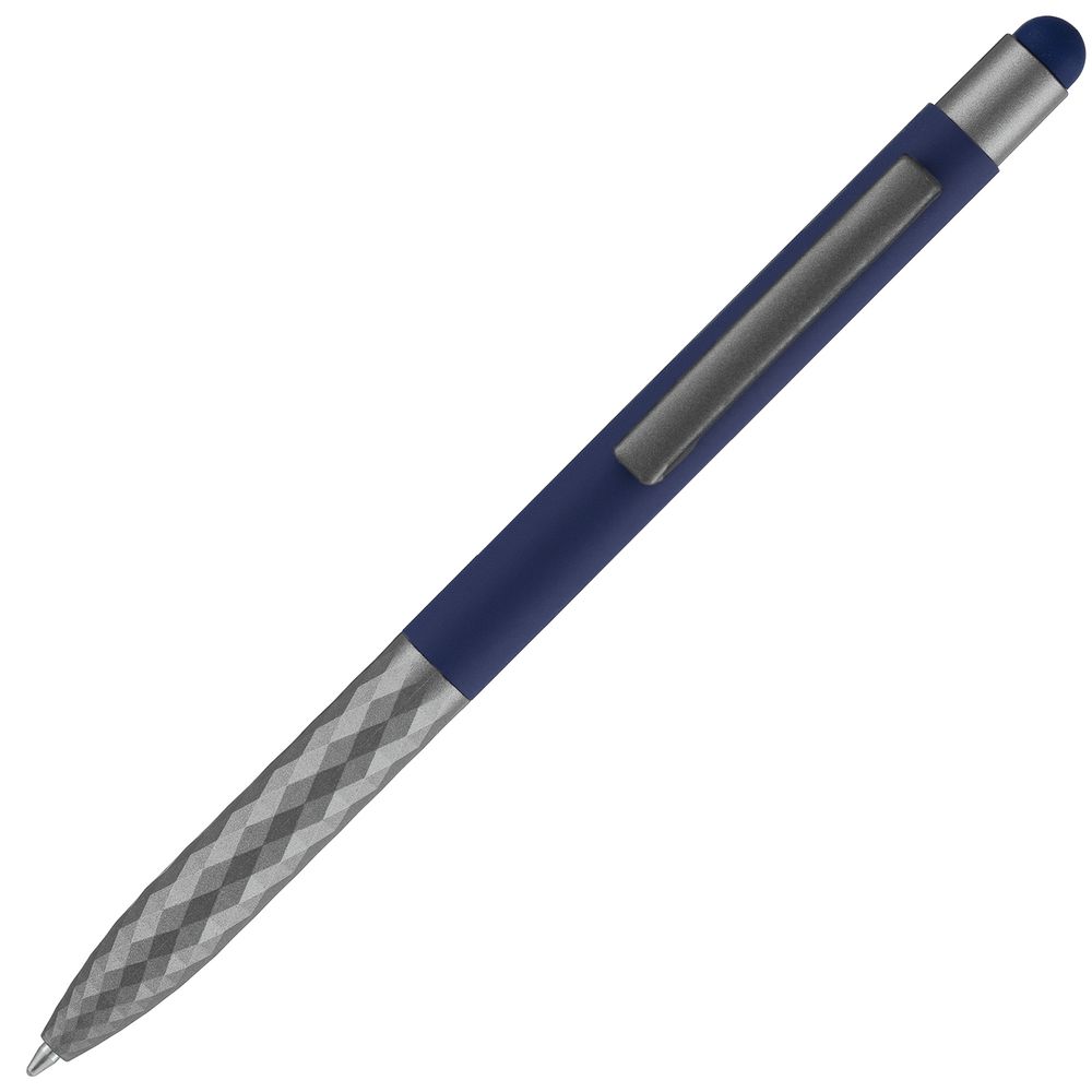 Ручка шариковая Digit Soft Touch со стилусом, синяя-4