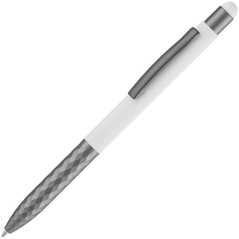 Ручка шариковая Digit Soft Touch со стилусом, белая-1