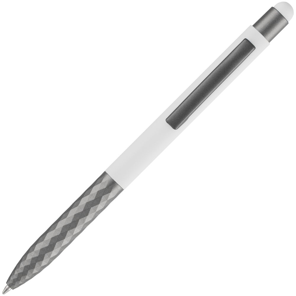 Ручка шариковая Digit Soft Touch со стилусом, белая-4