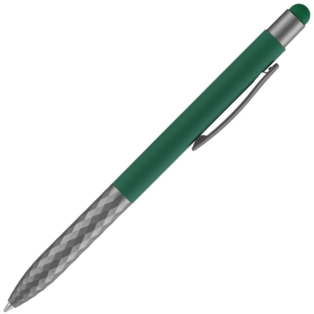 Ручка шариковая Digit Soft Touch со стилусом, зеленая-3