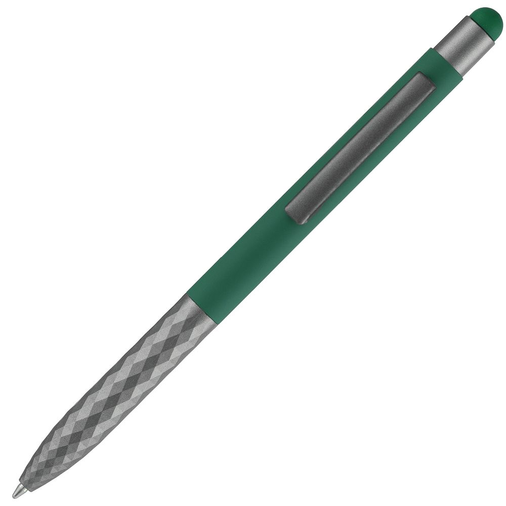Ручка шариковая Digit Soft Touch со стилусом, зеленая-4