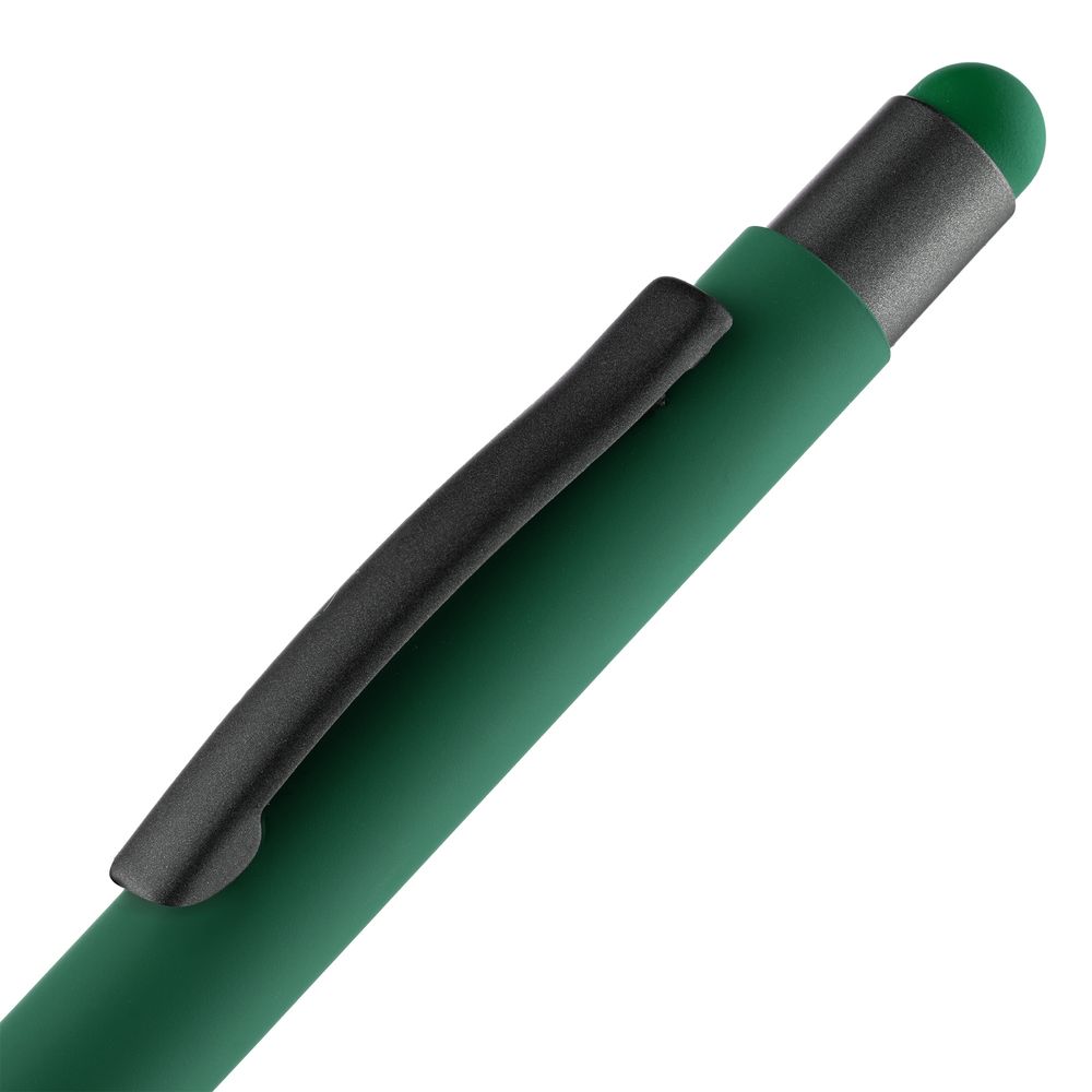 Ручка шариковая Digit Soft Touch со стилусом, зеленая-5