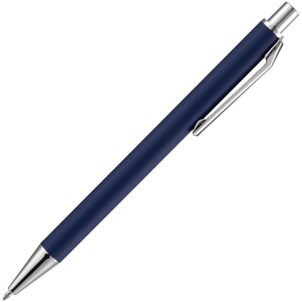Ручка шариковая Lobby Soft Touch Chrome, синяя-4