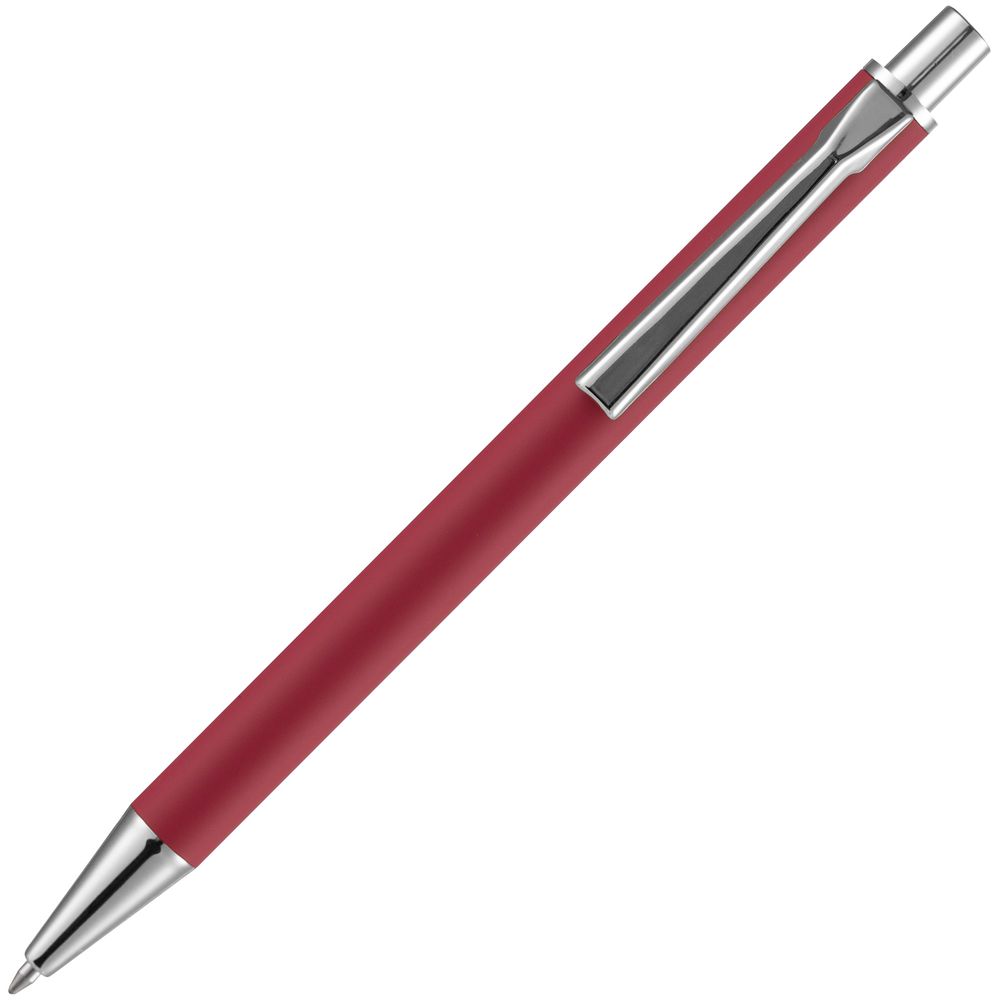 Ручка шариковая Lobby Soft Touch Chrome, красная-4