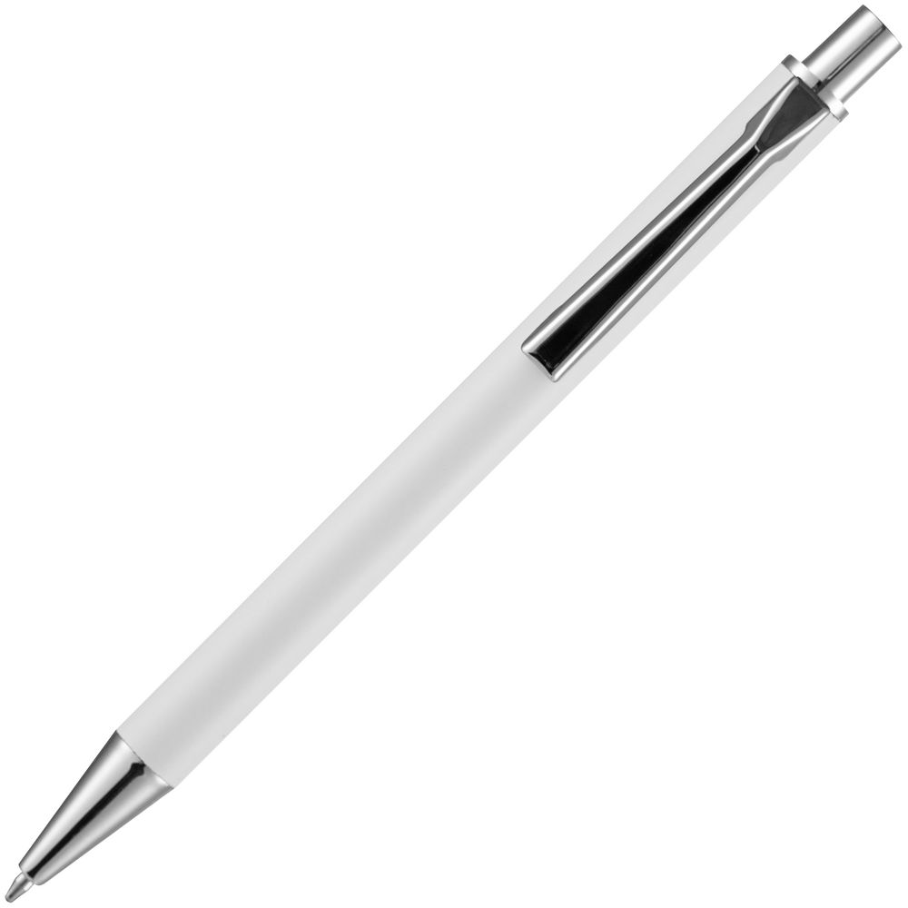 Ручка шариковая Lobby Soft Touch Chrome, белая-4