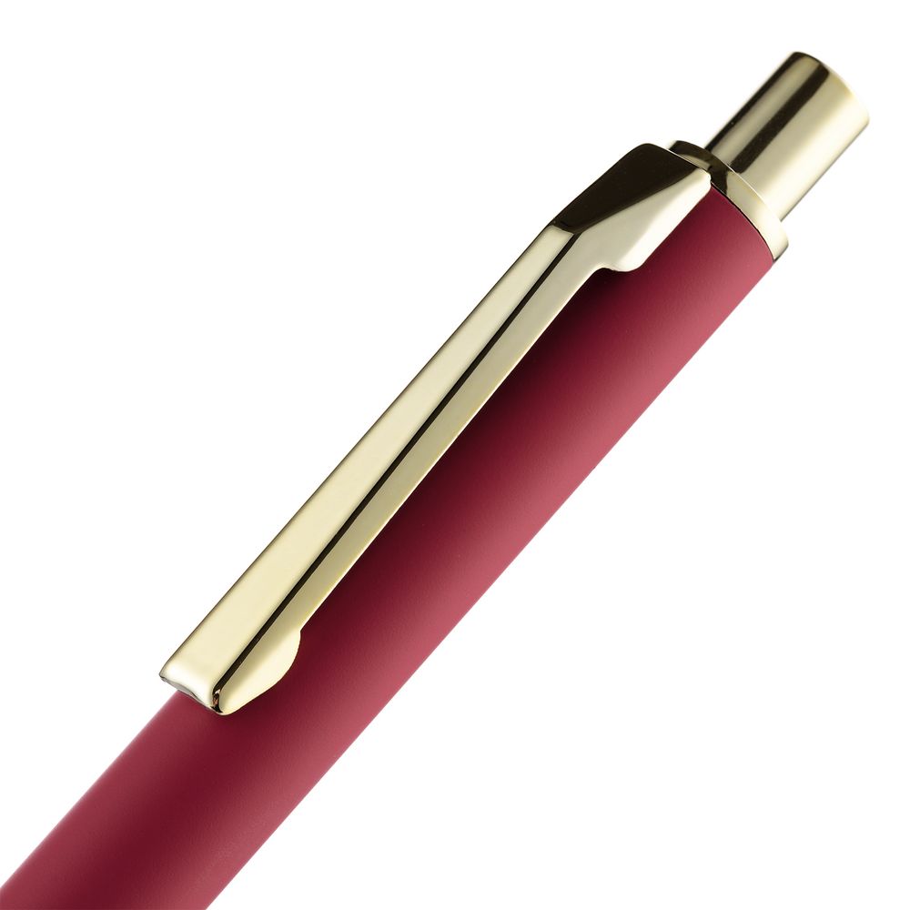 Ручка шариковая Lobby Soft Touch Gold, красная-5
