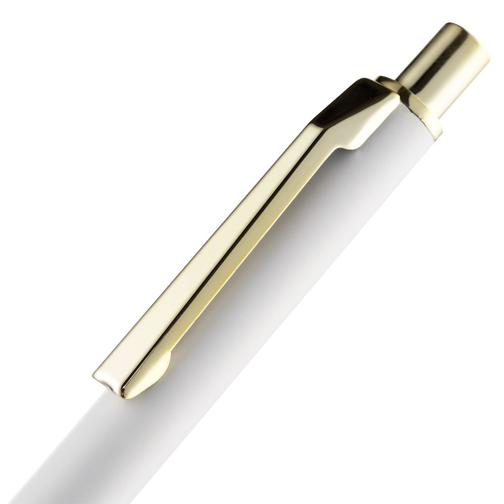 Ручка шариковая Lobby Soft Touch Gold, белая-5