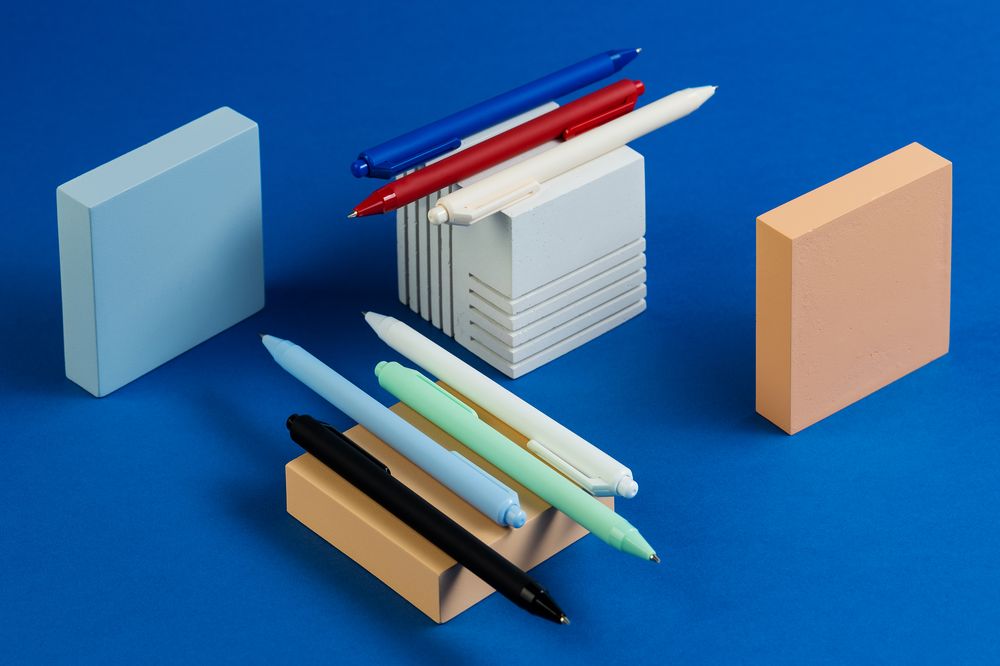 Ручка шариковая Cursive Soft Touch, голубая-6