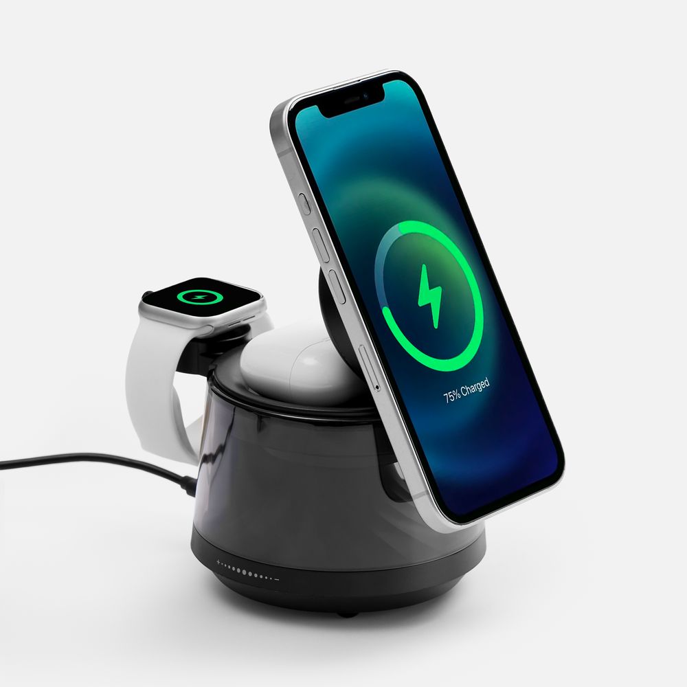 Bluetooth-колонка с подсветкой и беспроводной зарядкой Quantium, черная-1