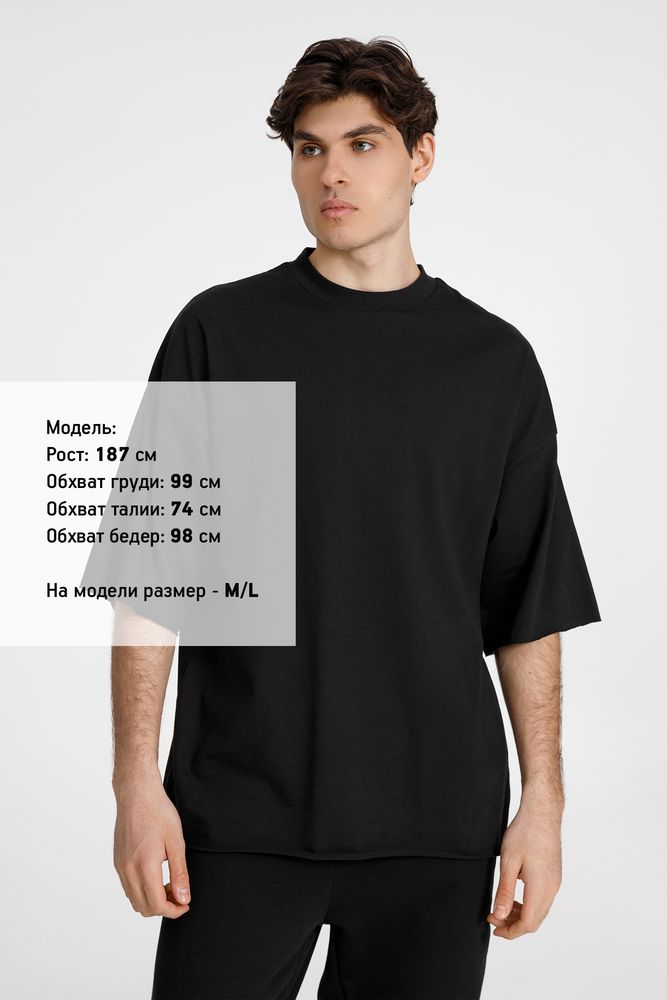 Футболка оверсайз унисекс T9, черная, размер XS/S-5