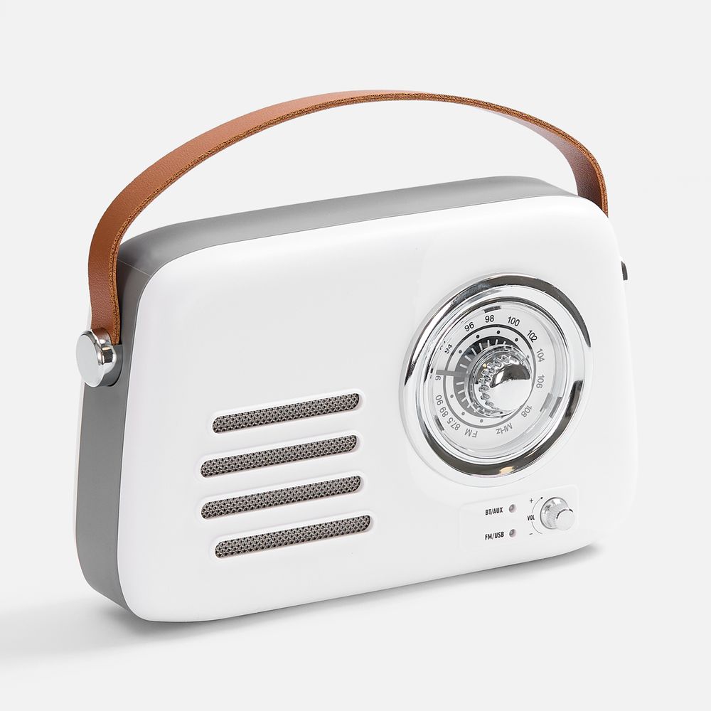 Bluetooth-колонка с радио Retronica, белая-2