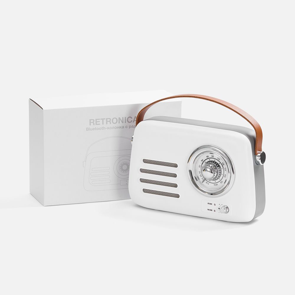 Bluetooth-колонка с радио Retronica, белая-6