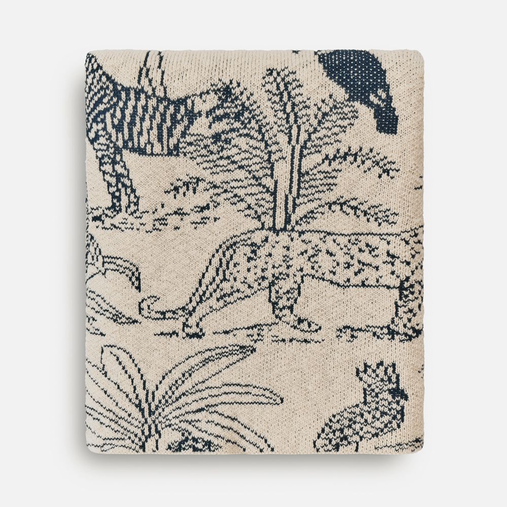 Плед Savanna, белый с синим-1