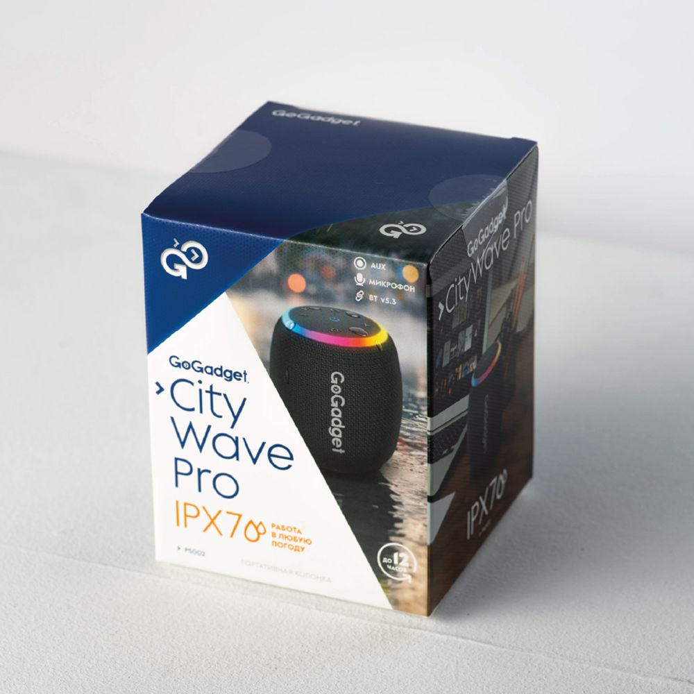 Водонепроницаемая колонка с подсветкой CityWave Pro, черная-4