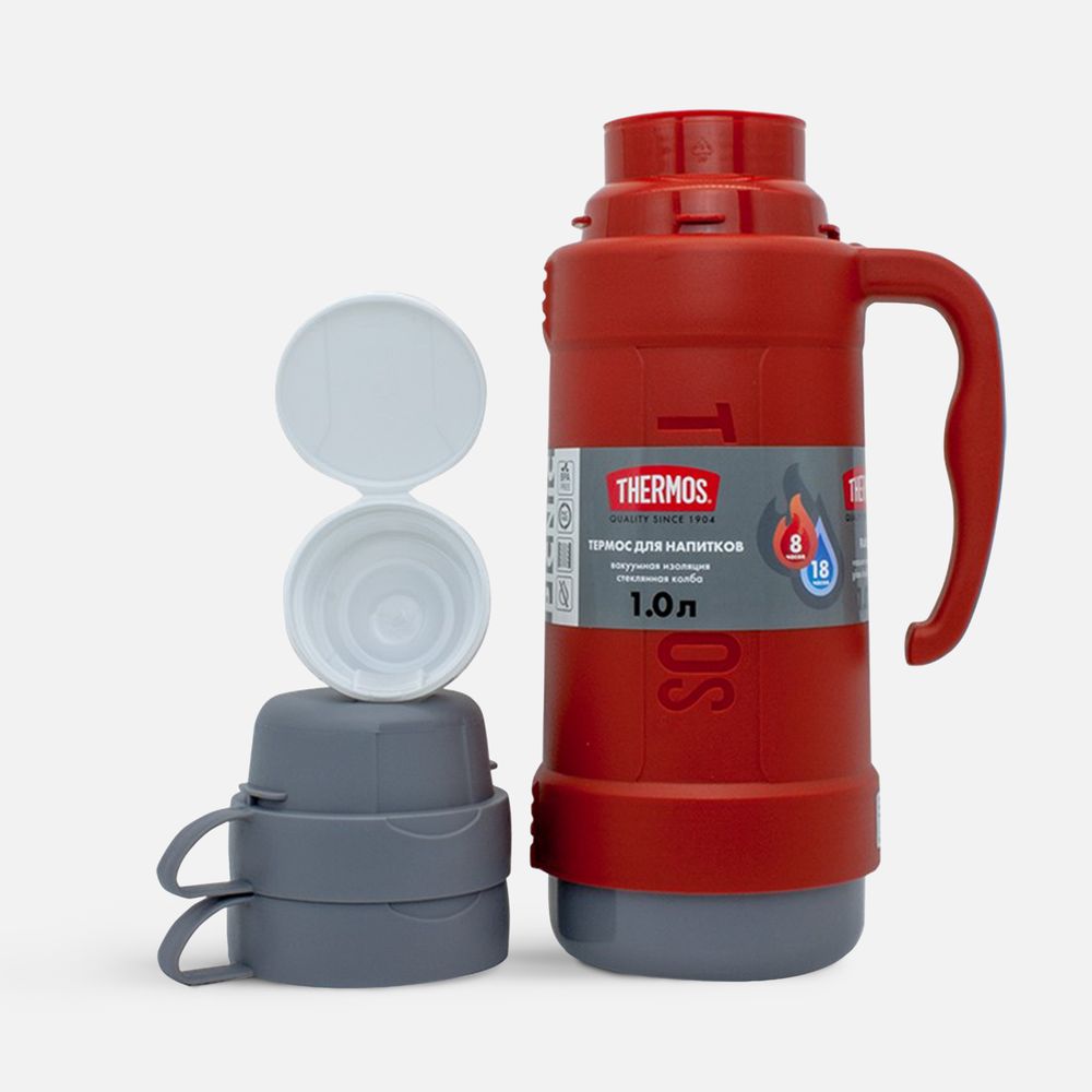 Термос со стеклянной колбой Picnic 1000, красный-7