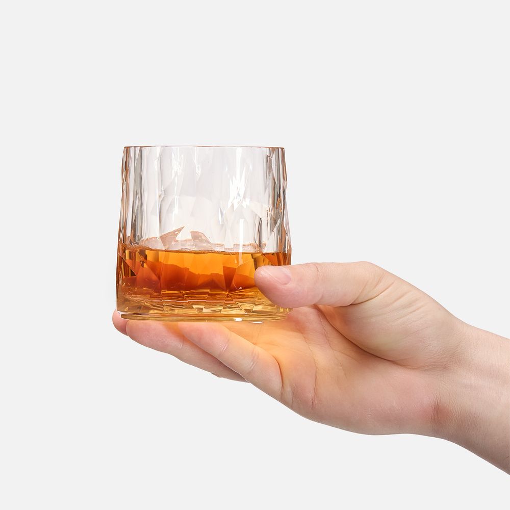 Стакан небьющийся Sate Crystal, вращающийся, прозрачный золотистый-3