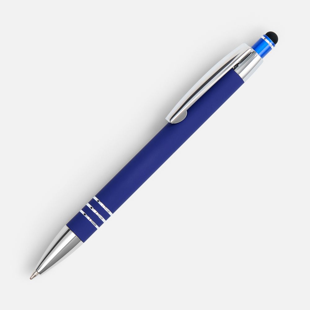 Ручка шариковая Sansen Soft Touch со стилусом, синяя-1
