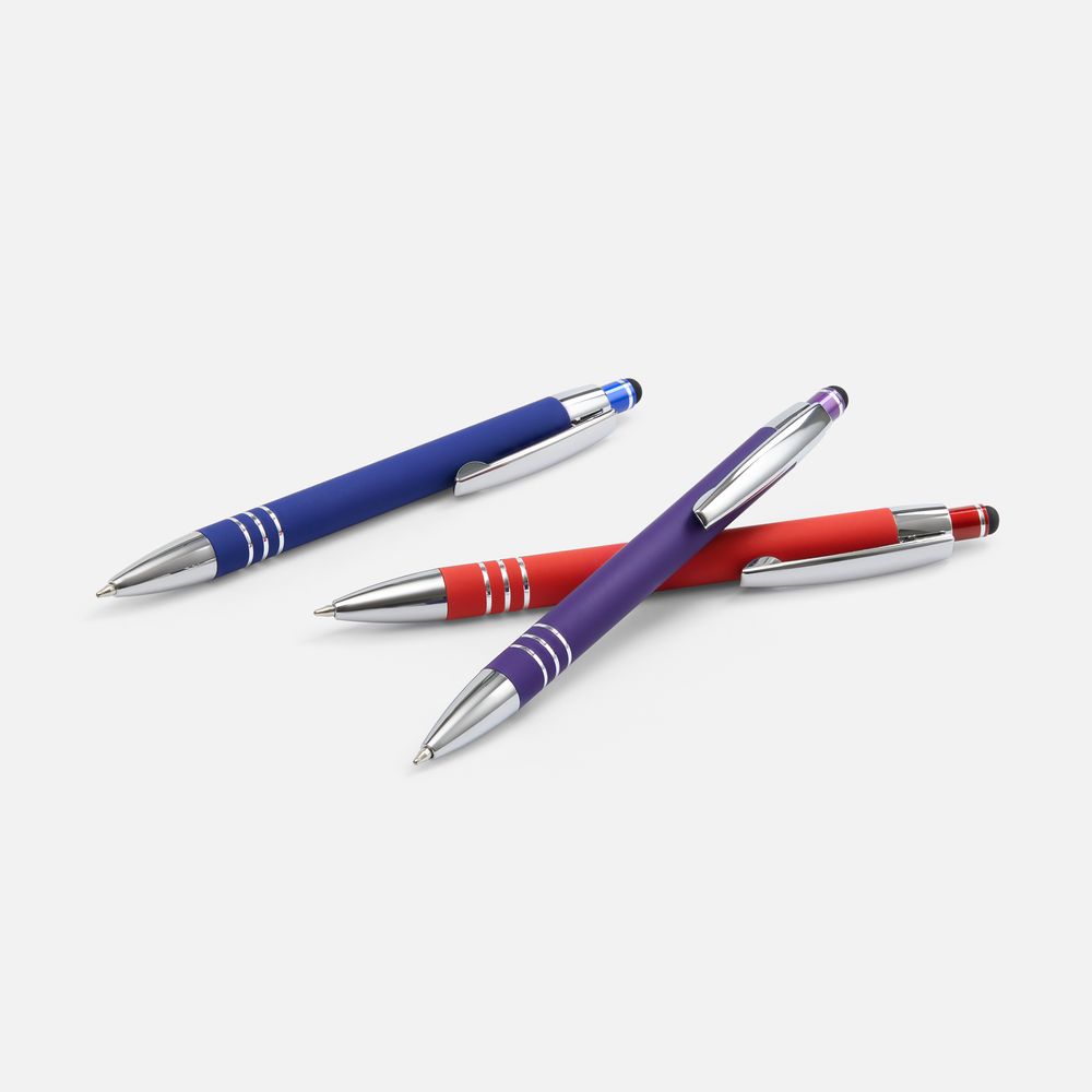 Ручка шариковая Sansen Soft Touch со стилусом, синяя-6