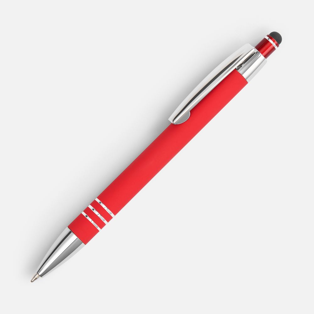 Ручка шариковая Sansen Soft Touch со стилусом, красная-1
