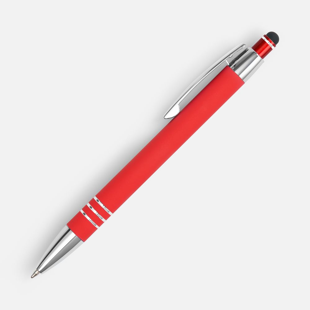 Ручка шариковая Sansen Soft Touch со стилусом, красная-2