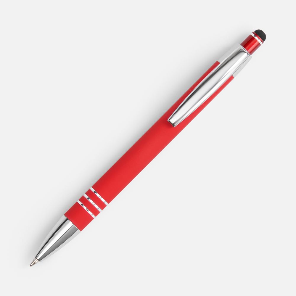 Ручка шариковая Sansen Soft Touch со стилусом, красная-3