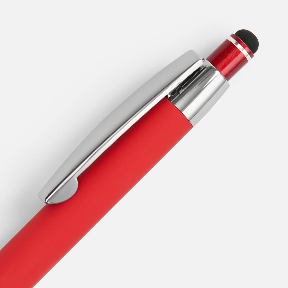 Ручка шариковая Sansen Soft Touch со стилусом, красная-4