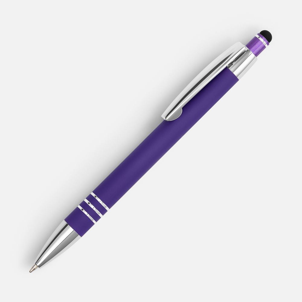 Ручка шариковая Sansen Soft Touch со стилусом, фиолетовая-1
