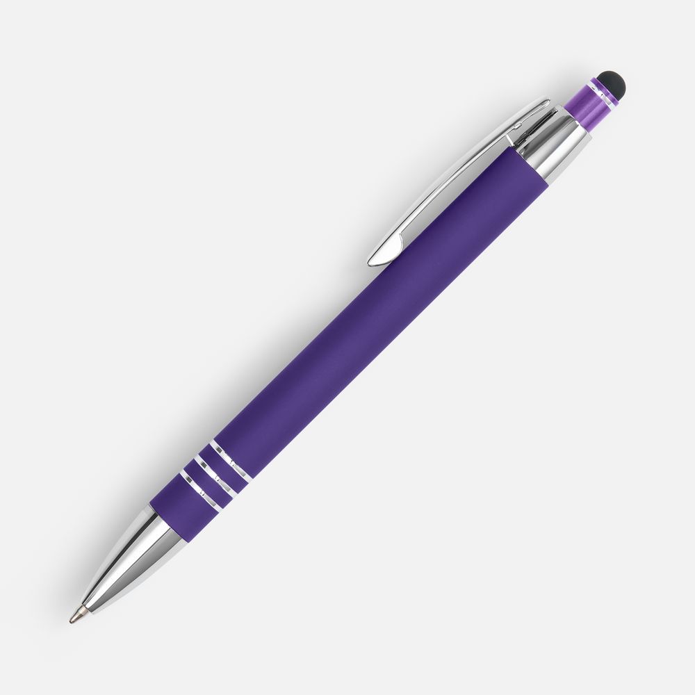 Ручка шариковая Sansen Soft Touch со стилусом, фиолетовая-2