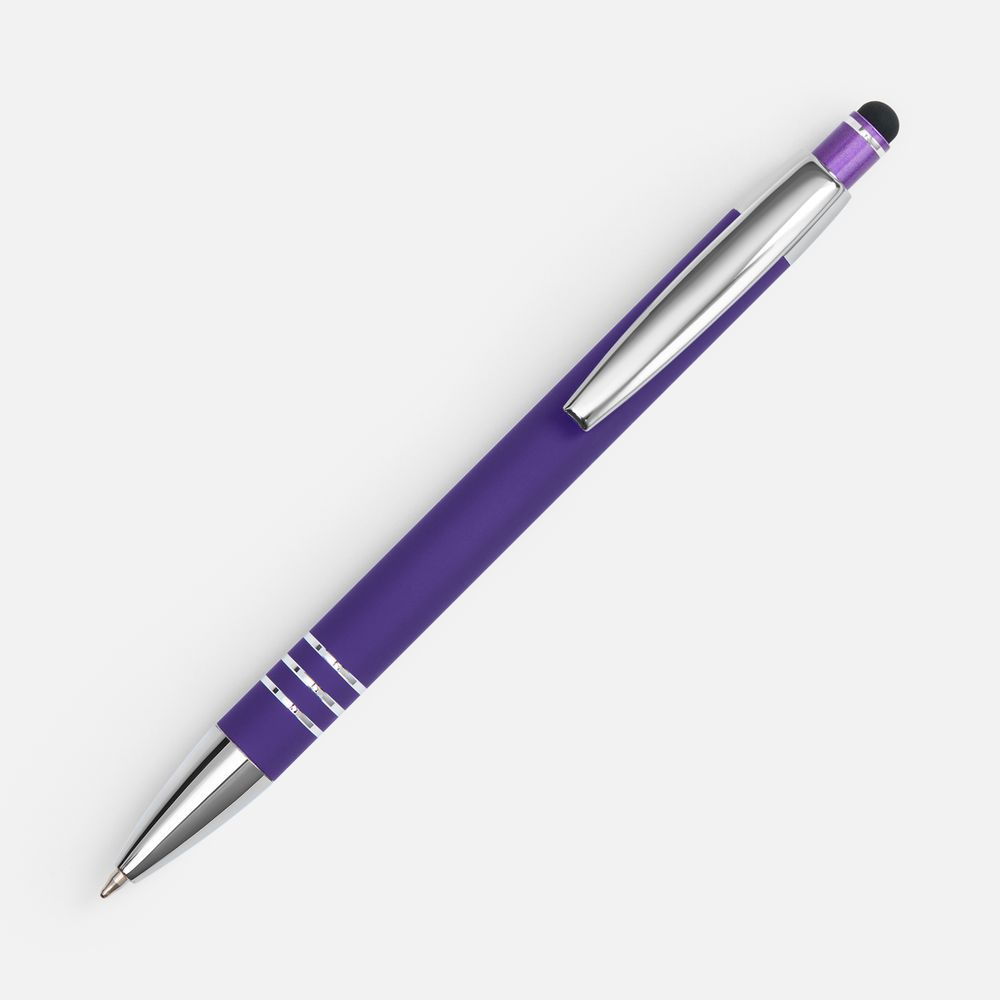 Ручка шариковая Sansen Soft Touch со стилусом, фиолетовая-3