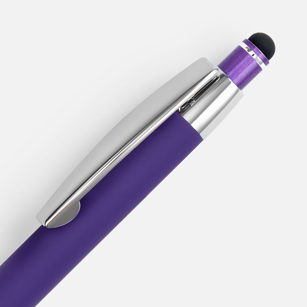 Ручка шариковая Sansen Soft Touch со стилусом, фиолетовая-4