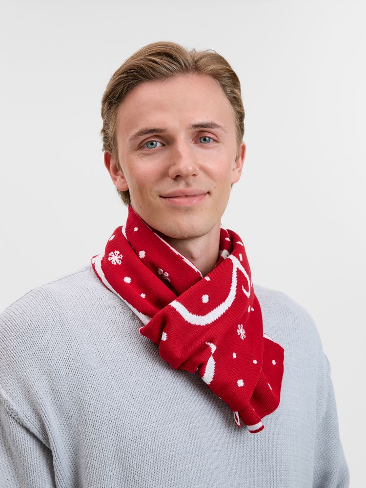 Шарф Adventino, красный с молочным-5