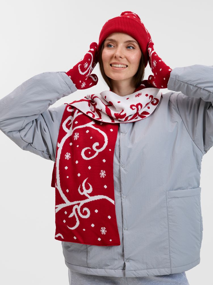Шарф Adventino, красный с молочным-7
