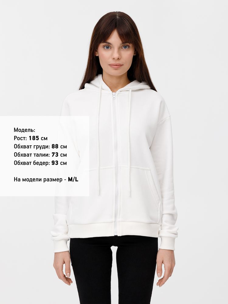 Толстовка унисекс оверсайз на молнии Zippy Terry, белая, размер XS/S-6