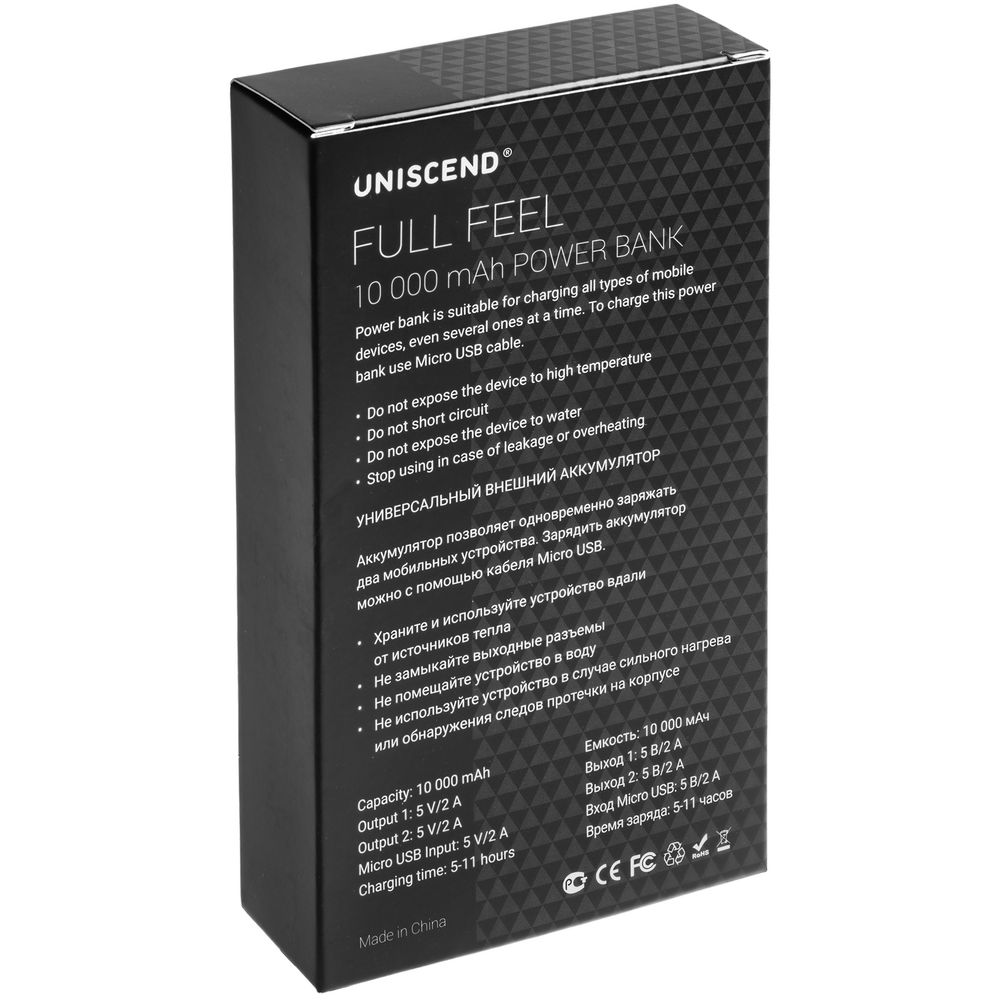 Внешний аккумулятор Uniscend Full Feel 10000 мАч с индикатором, черный-10