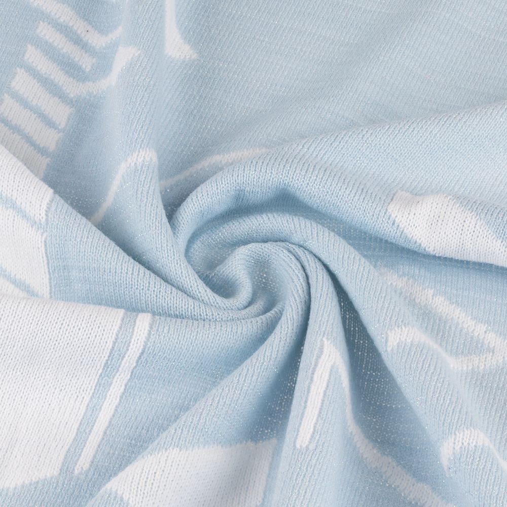 Плед Winterflake, бело-голубой с люрексом-5