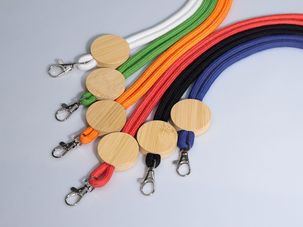 Шнурок для бейджа Tube Wood, синий-10