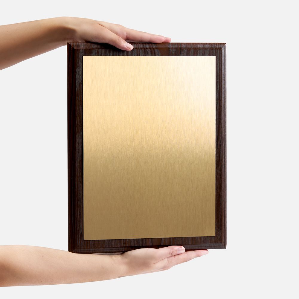 Плакетка Plaque XL, венге с золотистой пластиной-6