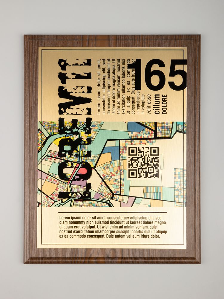 Плакетка Plaque XL, венге с золотистой пластиной-7