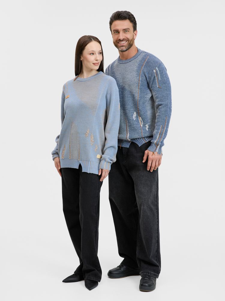 Джемпер Denim свободного силуэта на заказ, полушерсть, размер XS-1