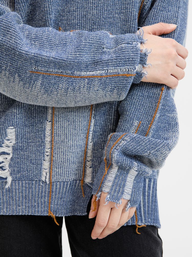 Джемпер Denim свободного силуэта на заказ, полушерсть, размер XS-16