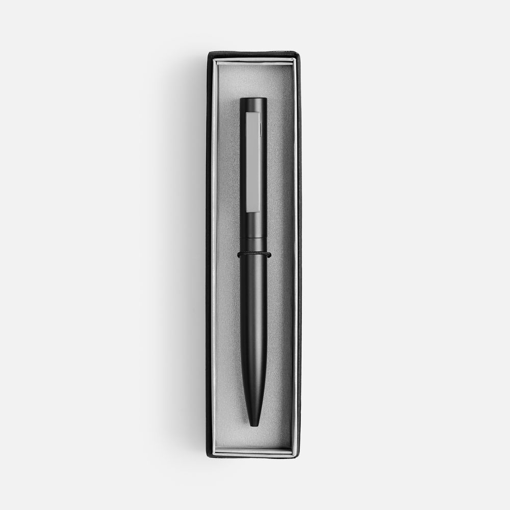 Ручка шариковая Inkolor в футляре, черная с серым-2
