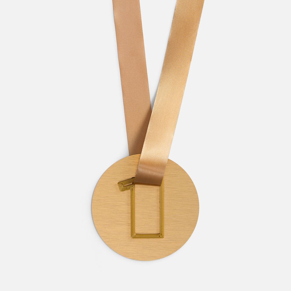 Медаль Fundo, золотистая с 3D-подвеской Symbol, цифра 1-1