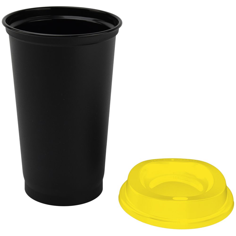 Стакан с крышкой Color Cap Black, черный с желтым-2