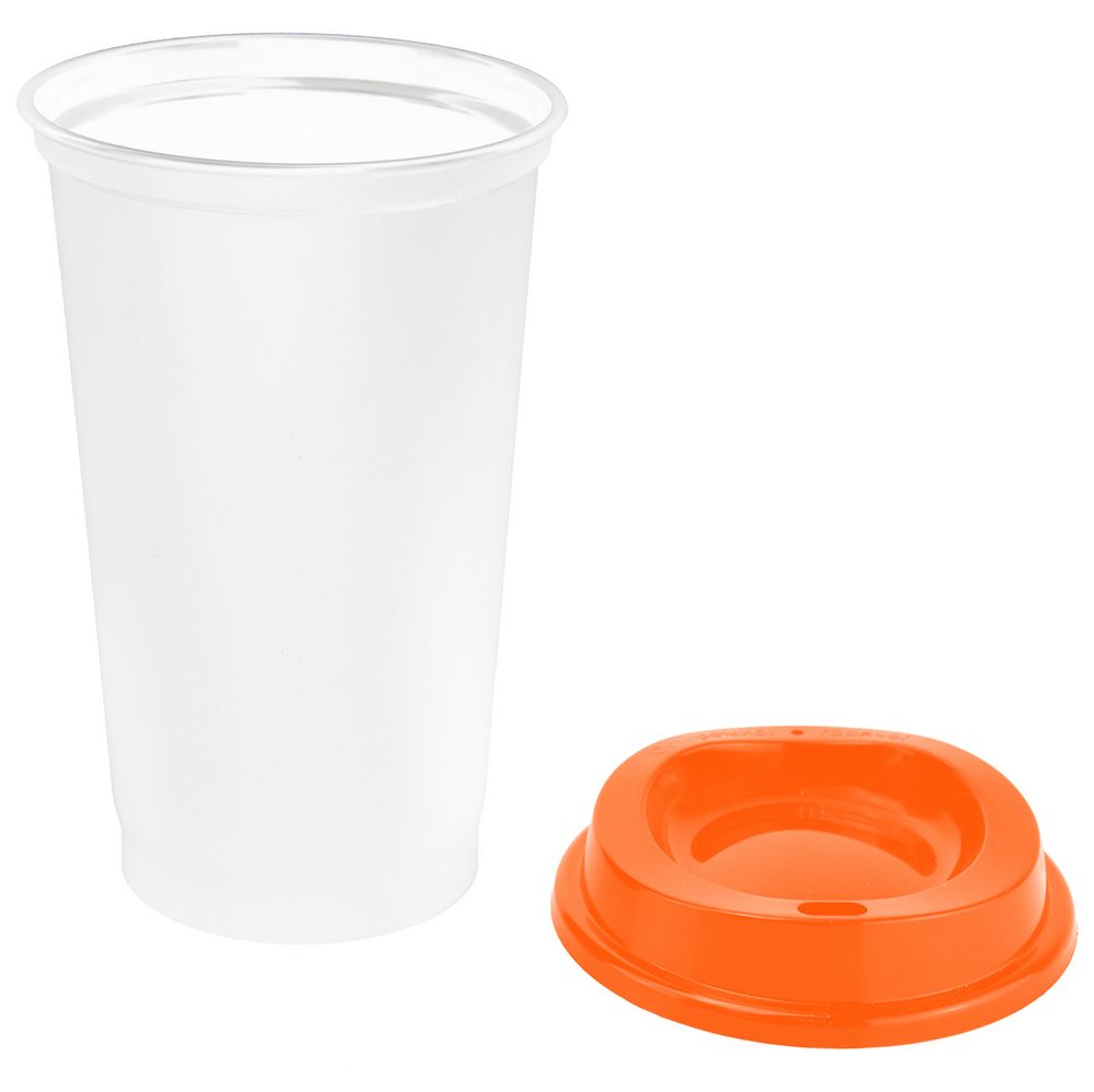 Стакан с крышкой Color Cap White, белый с оранжевым-2