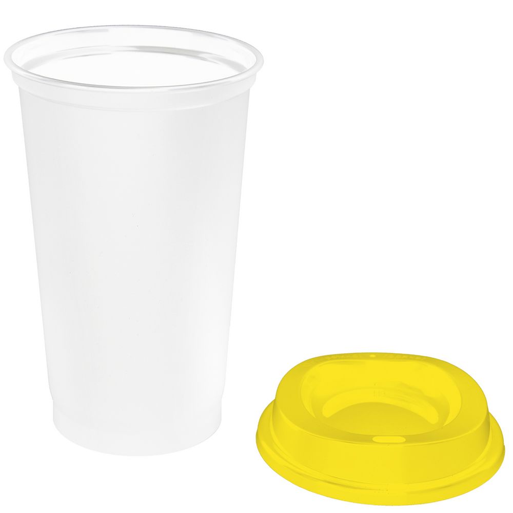 Стакан с крышкой Color Cap White, белый с желтым-2